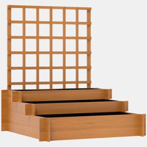 Outsunny Floreira de 3 Níveis com Treliça Hortal Vertical com Tecido não Tecido para Cultivos de Verduras Flores Ervas 95x95x110 cm Castanho