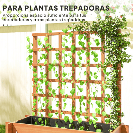 Outsunny Floreira de 3 Níveis com Treliça Hortal Vertical com Tecido não Tecido para Cultivos de Verduras Flores Ervas 95x95x110 cm Castanho