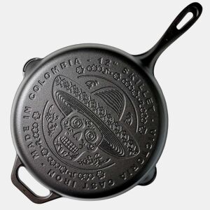 Frigideira de Ferro Fundido Curado 30 cm Day of the Dead La Calaca Adequada para Indução, Fogo, Churrasqueira, Forno, SKS32791