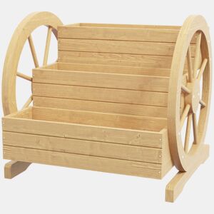 Outsunny Floreira de Madeira com 3 Níveis para Exterior Design em Escada com Rodas e Orifícios de Drenagem para Terraço ou Jardim 61x62x57 cm Madeira