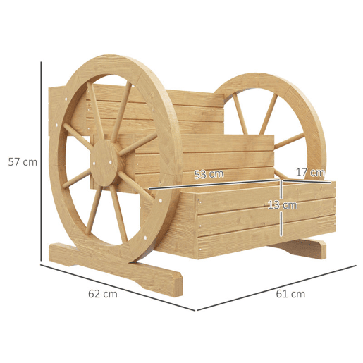 Outsunny Floreira de Madeira com 3 Níveis para Exterior Design em Escada com Rodas e Orifícios de Drenagem para Terraço ou Jardim 61x62x57 cm Madeira