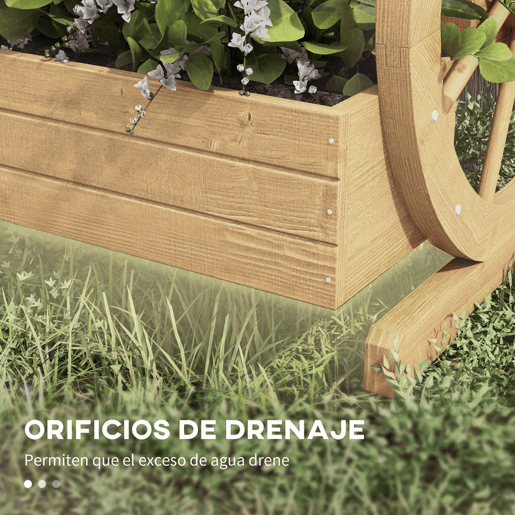 Outsunny Floreira de Madeira com 3 Níveis para Exterior Design em Escada com Rodas e Orifícios de Drenagem para Terraço ou Jardim 61x62x57 cm Madeira