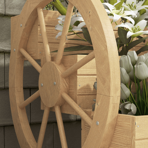 Outsunny Floreira de Madeira com 3 Níveis para Exterior Design em Escada com Rodas e Orifícios de Drenagem para Terraço ou Jardim 61x62x57 cm Madeira