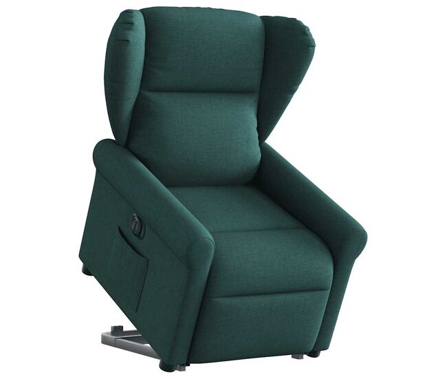 Sillón eléctrico reclinable elevable - sillón relax de tela verde oscuro