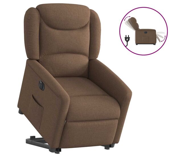 Sillón eléctrico reclinable elevable - sillón relax de tela marrón