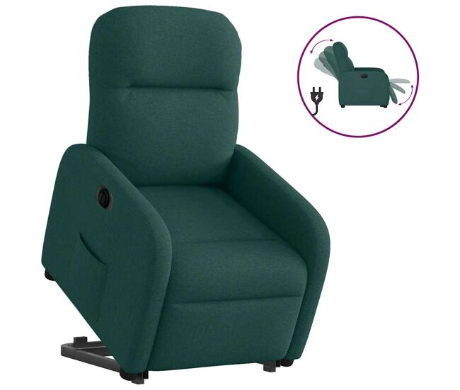 Sillón eléctrico reclinable elevable - sillón relax de tela verde oscuro