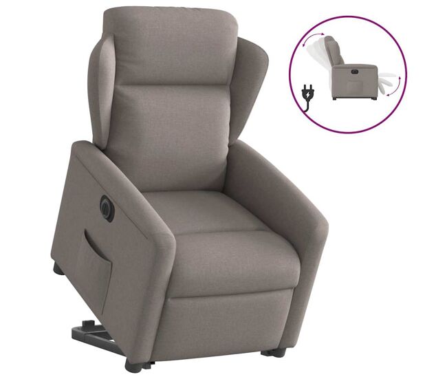 Sillón eléctrico reclinable elevable - sillón relax de tela gris taupe