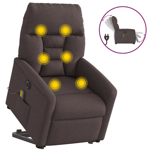 Poltrona elétrica massagens - Poltrona relax tecido castanho-escuro