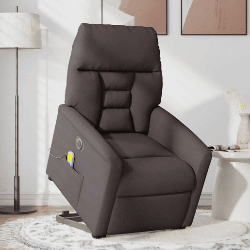 Poltrona elétrica massagens - Poltrona relax tecido castanho-escuro