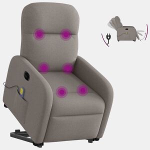 Poltrona elétrica elevatória massagens - Poltrona relax tecido cinza-acastanhado