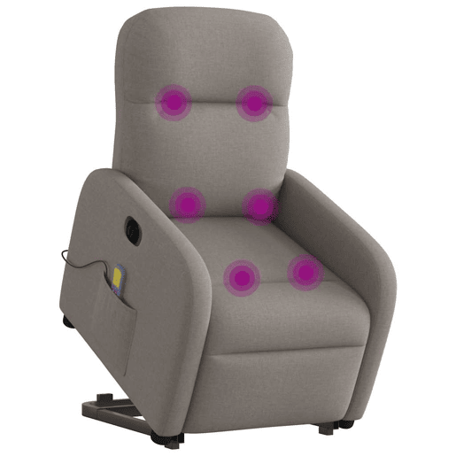 Poltrona elétrica elevatória massagens - Poltrona relax tecido cinza-acastanhado