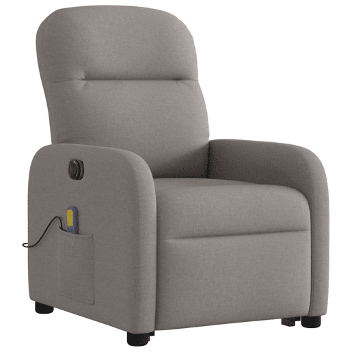 Poltrona elétrica elevatória massagens - Poltrona relax tecido cinza-acastanhado