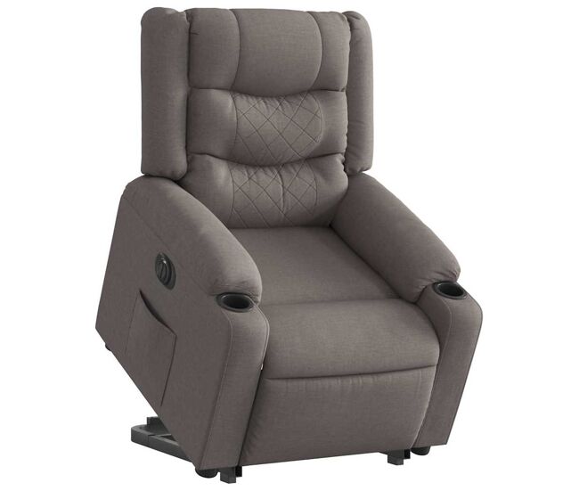 Sillón eléctrico reclinable elevable - sillón relax de tela gris taupe