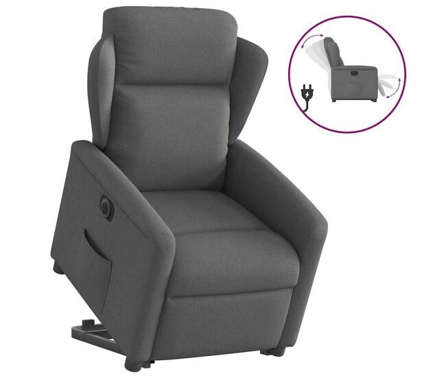 Sillón eléctrico reclinable elevable - sillón relax de tela gris oscuro