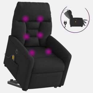Poltrona elétrica elevatória massagens - Poltrona relax tecido preto