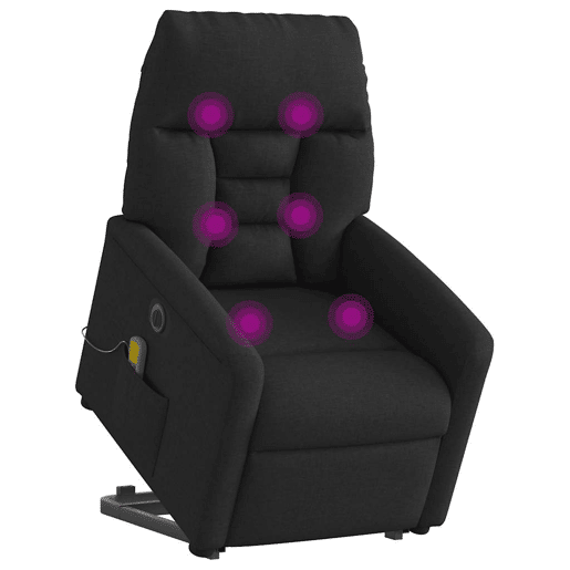 Poltrona elétrica elevatória massagens - Poltrona relax tecido preto