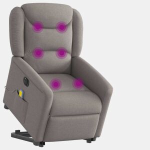 Poltrona elétrica elevatória massagens - Poltrona relax tecido cinza-acastanhado