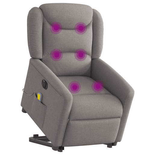 Poltrona elétrica elevatória massagens - Poltrona relax tecido cinza-acastanhado Poltrona elétrica elevatória massagens - Poltrona relax tecido cinza-acastanhado
