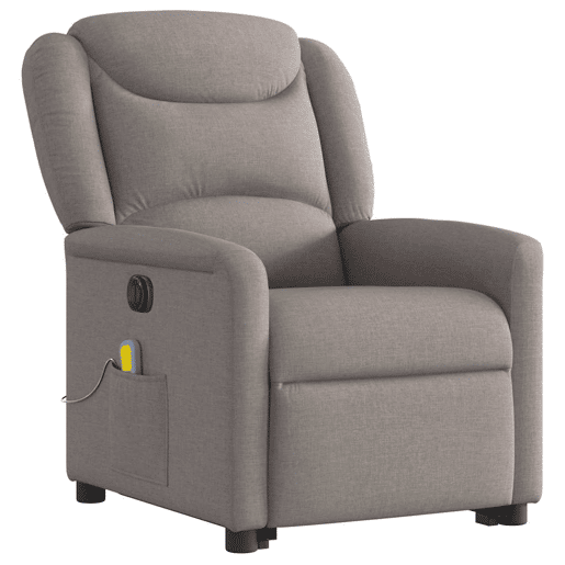 Poltrona elétrica elevatória massagens - Poltrona relax tecido cinza-acastanhado Poltrona elétrica elevatória massagens - Poltrona relax tecido cinza-acastanhado