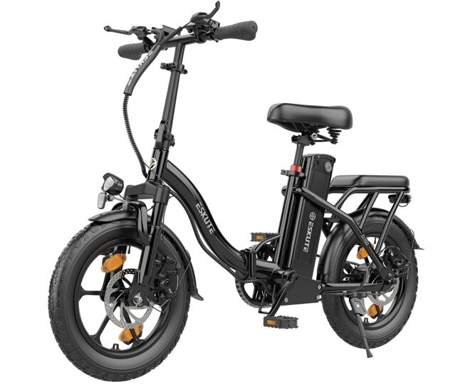 Eskute d100 bicicleta eléctrica - motor 250w batería 36v 13ah rueda 16” freno de disco mecánico - negra