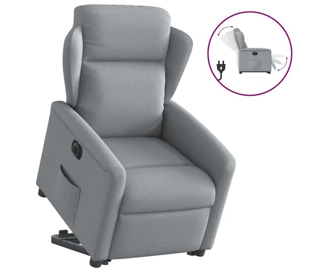 Sillón eléctrico reclinable elevable - sillón relax de tela gris claro