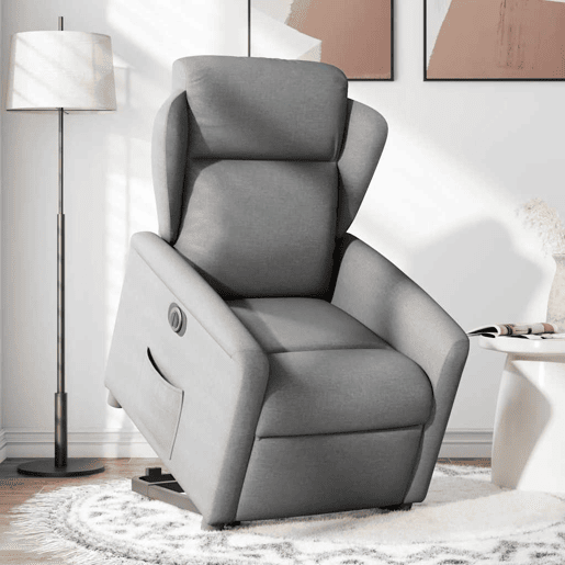 Poltrona reclinável - Poltrona relax elétrica tecido cinzento-claro