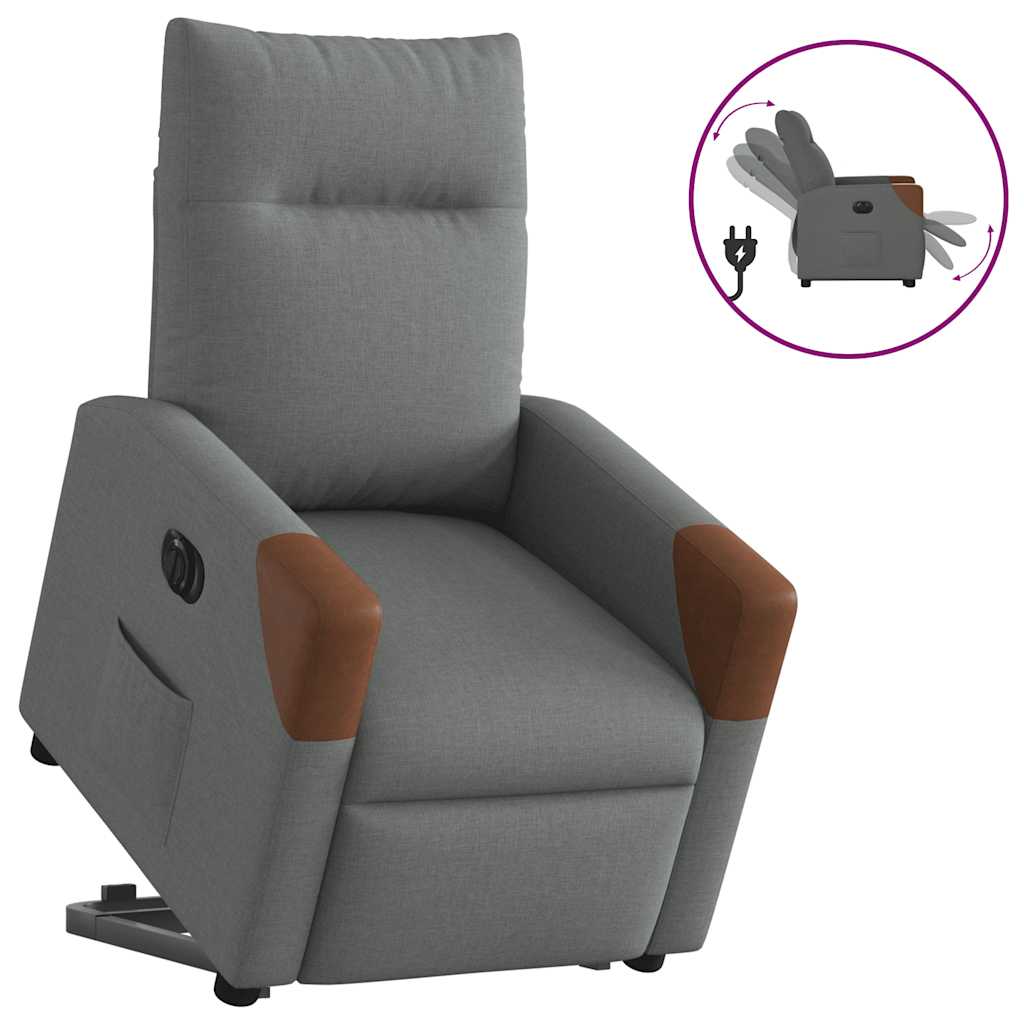 Sillón eléctrico reclinable elevable - sillón relax de tela gris oscuro