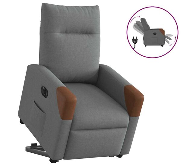 Sillón eléctrico reclinable elevable - sillón relax de tela gris oscuro