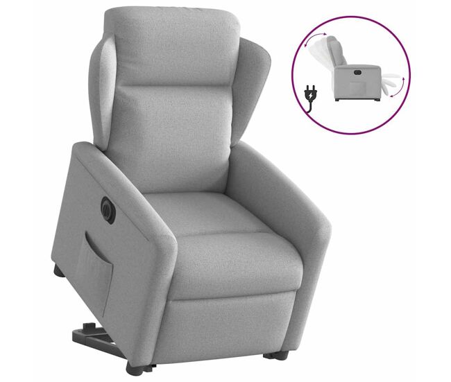 Sillón eléctrico reclinable elevable - sillón relax de tela gris nube