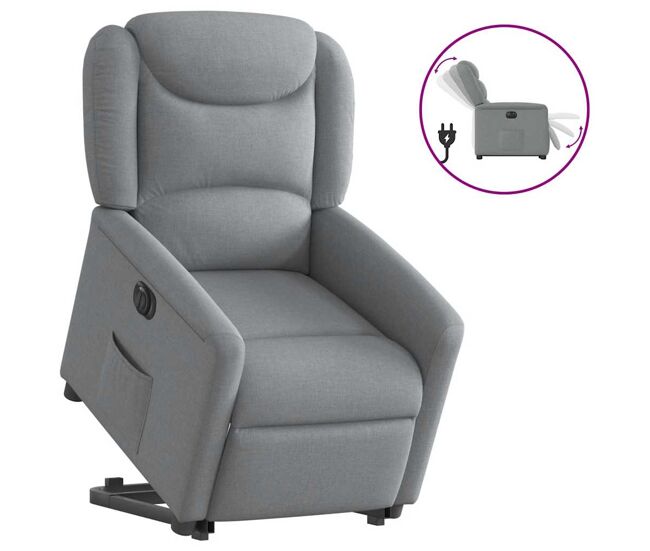 Sillón eléctrico reclinable elevable - sillón relax de tela gris claro