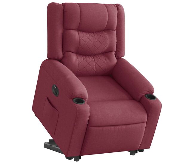 Sillón eléctrico reclinable elevable - sillón relax de tela rojo tinto