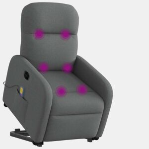 Poltrona elétrica elevatória massagens - Poltrona relax tecido cinzento-escuro