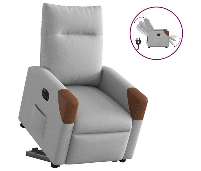 Sillón eléctrico reclinable elevable - sillón relax de tela gris nube