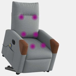 Poltrona elétrica reclinável massagens - Poltrona relax tecido cinzento-claro