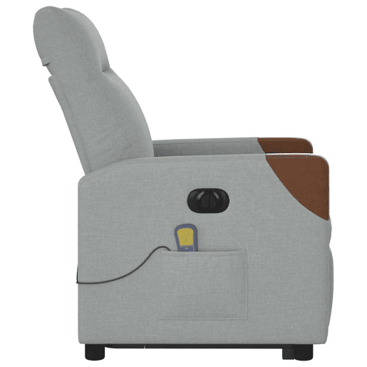 Poltrona elétrica reclinável massagens - Poltrona relax tecido cinzento-claro Poltrona elétrica reclinável massagens - Poltrona relax tecido cinzento-claro