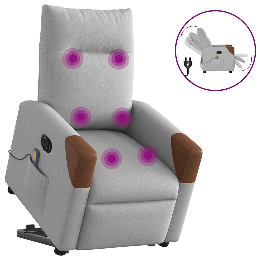 Sillón de masaje eléctrico reclinable - sillón relax elevable tela gris nube