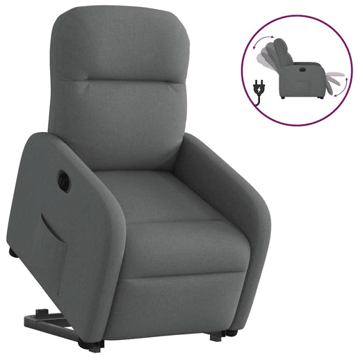 Poltrona reclinável - Poltrona relax elétrica tecido cinzento-escuro