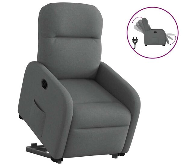 Sillón eléctrico reclinable elevable - sillón relax de tela gris oscuro