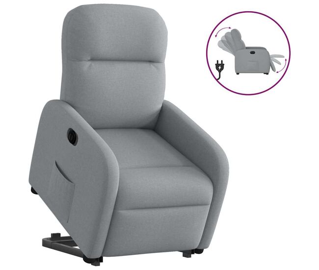 Sillón eléctrico reclinable elevable - sillón relax de tela gris claro