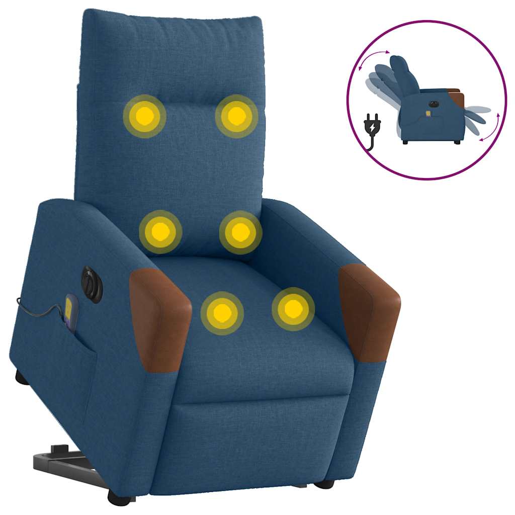 Sillón de masaje eléctrico reclinable - sillón relax elevable de tela azul