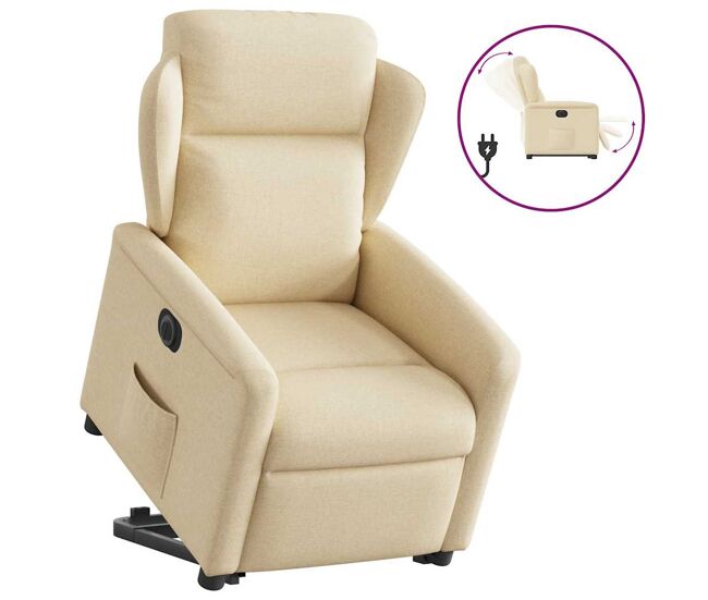 Sillón eléctrico reclinable elevable - sillón relax de tela color crema