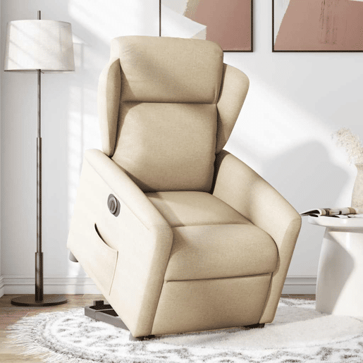 Poltrona reclinável - Poltrona relax elétrica tecido cor creme