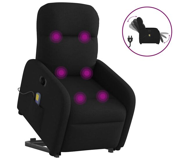Sillón de masaje eléctrico reclinable - sillón relax elevable tela negro
