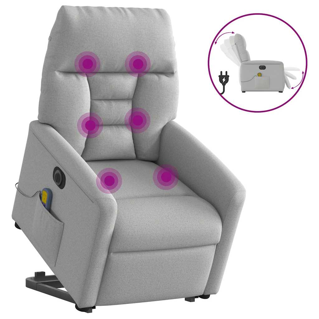 Sillón de masaje eléctrico reclinable - sillón relax elevable tela gris nube