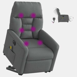 Poltrona elétrica elevatória massagens - Poltrona relax tecido cinzento-escuro