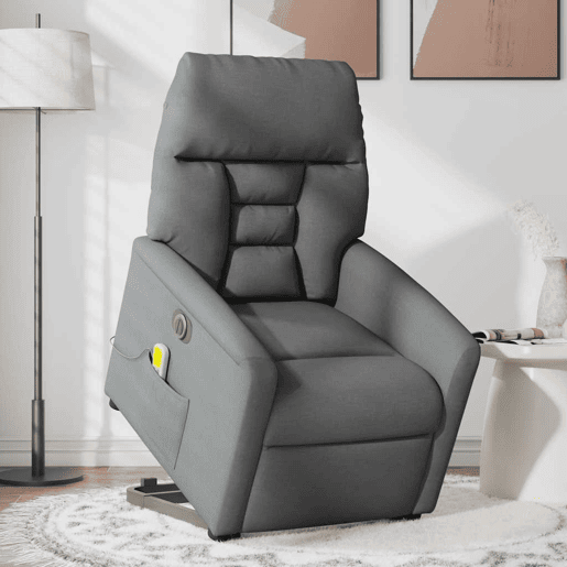 Poltrona elétrica elevatória massagens - Poltrona relax tecido cinzento-escuro