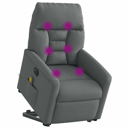 Poltrona elétrica elevatória massagens - Poltrona relax tecido cinzento-escuro