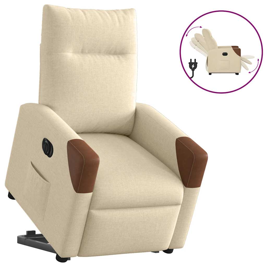 Sillón eléctrico reclinable elevable - sillón relax de tela color crema