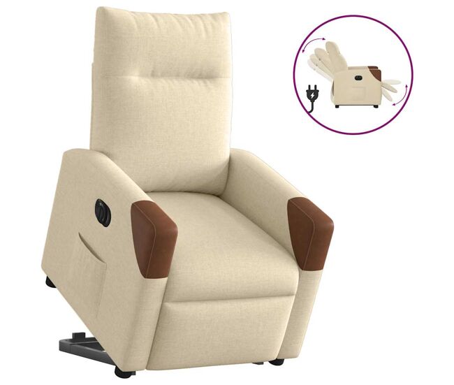 Sillón eléctrico reclinable elevable - sillón relax de tela color crema
