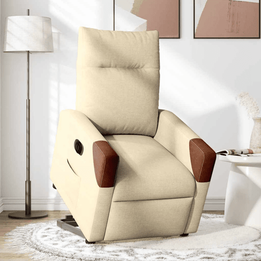Poltrona reclinável - Poltrona relax elétrica tecido cor creme